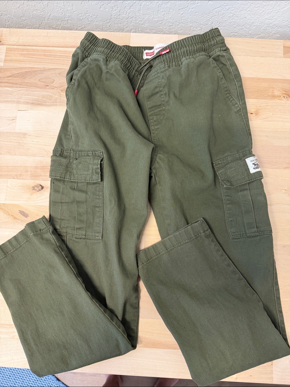 Levi's Cargo Pants Boys 10 Green Tapered Leg Stretch